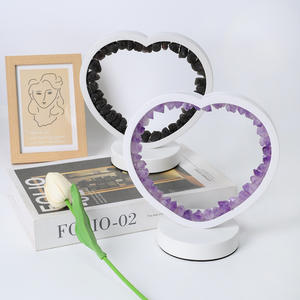 โคมไฟคริสตัลรูปหัวใจตามธรรมชาติไฟ LED แบบ USB สำหรับตกแต่งด้วยหินบำบัดยามค่ำคืน - Product Image 1