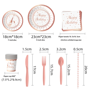 <span class=keywords><strong>Vaisselle</strong></span> <span class=keywords><strong>jetable</strong></span> élégante de couleur champagne personnalisable pour l'<span class=keywords><strong>anniversaire</strong></span> d'une fille - Product Image 4
