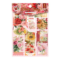 4 autocollants par paquet, série Yunjian Postbox, embellissements pour scrapbooking sur le thème floral