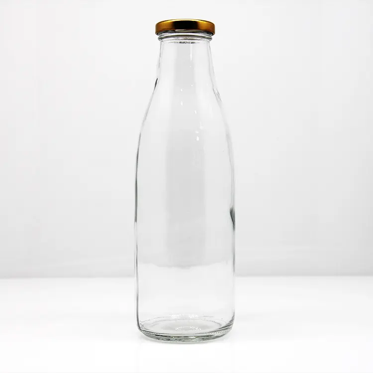 250Ml 300Ml 500Ml 750Ml 1L Clear Glass Juice Bottle Glass Milk Bottle With Metal Lid Beverage Bottle