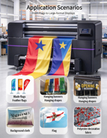 Printer Bendera Dua Sisi Satu Kali Cetak 1.3m Printer Tekstil Sublimasi Platform Ganda untuk Kain Backlit Bendera Latar Belakang Pameran