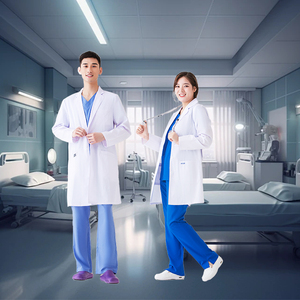 Blouse médicale pour <span class=keywords><strong>femme</strong></span> en polyester/coton durable, coupe confortable, avec deux grandes poches et une fente pour stylo, idéale pour l'hôpital - Product Image 1