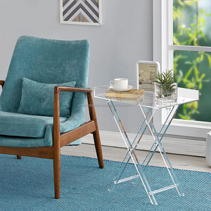 Acrylic Folding Tray Table Acrylic Side Table Acrylic End Table Clear Modern 19x13 Inch 23 Inch High