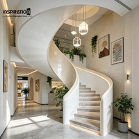 Escalier en spirale GRG au design contemporain, escalier rotatif en plâtre blanc artistique pour centre commercial, escalier en spirale GRG