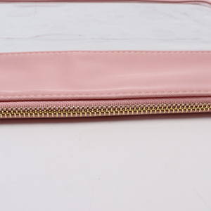 Entrepôt américain livraison gratuite sans <span class=keywords><strong>tarif</strong></span> Preppy Rose clair Transparent Pvc plat maquillage cosmétique blanc pochette à fermeture éclair trousse de toilette - Product Image 4