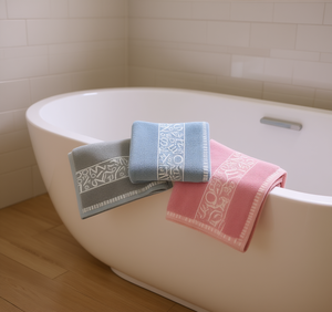 Set di Asciugamani da Bagno in Cotone 35x75cm, Rettangolari con Motivi Intrecciati, Colori Misti, per Adulti - Product Image 2