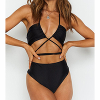 OEM Nouveau design Nylon noir haut de bikini sexy pour femmes ensemble de tenues de strip-teaseuse exotique pantalon à taille haute pour femmes vêtements de danse