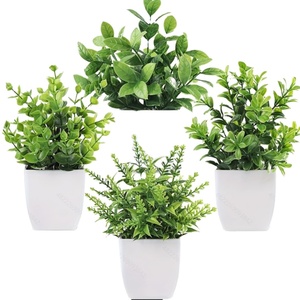 Lot de 4 plantes artificielles d'<span class=keywords><strong>eucalyptus</strong></span> durables, petites jardinières bleues, décoration intérieure pour salle de bain et salon - Product Image 3