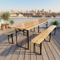 Table et banc pliants en bois massif portables pour le camping en plein air, les pique-niques et la plage CNLF