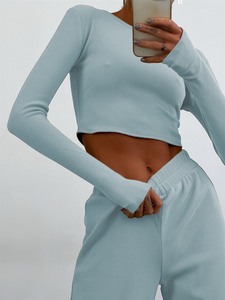 RUIQUWIN 2024, conjunto de dos piezas para mujer, chándal de Color sólido, respetuoso con el medio ambiente, Otoño, tejido ajustado, transpirable, peso pesado, cómodo, suelto - Product Image 2