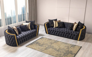 Stainless Steel Frame Living Room Furniture Modern Luxury <strong>Velvet</strong> Sofa High Quality Upholstered Sofa Set for Home Hotel Lobby - Product Image 3