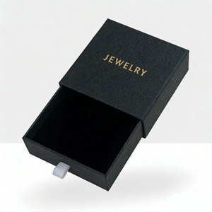 Solid Color Square Paper Jewelry <b>Box</b> with Velvet Lining Drawer Design for <b>Earrings</b> & Rings Packaging Customizable Logo - Product Image 2