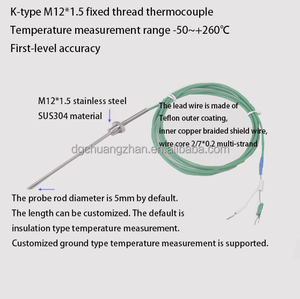 K-loại đơn giản probe cặp nhiệt điện cố định chủ đề thép không gỉ nhiệt độ cảm biến dây que dụng cụ điện sản phẩm - Product Image 5