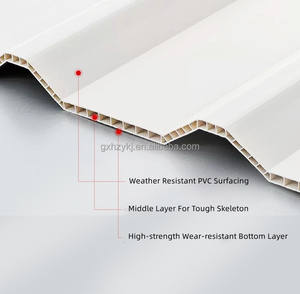 แผ่น<span class=keywords><strong>หลังคา</strong></span>ลูกฟูก UPVC หนา 10 มม. แผ่น<span class=keywords><strong>หลังคา</strong></span>แซนวิช PVC แบบสองชั้น แผ่น<span class=keywords><strong>หลังคา</strong></span> PVC สำหรับคลังสินค้ากลางแจ้ง - Product Image 5