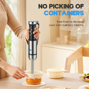 DSP 1500W <strong>Hand</strong> Blender - <strong>Turbo</strong> <strong>Function</strong>, 2-<strong>Speed</strong> <strong>&amp;</strong> <strong>Variable</strong> <strong>Control</strong>, Stainless Steel 4-Blade with Blue Light Ring - Product Image 3