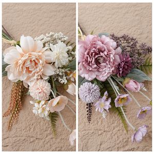 Bouquet de pivoines artificielles Qingye Manyu pour décoration murale de mariage, décoration intérieure avec notes manuscrites - Product Image 3