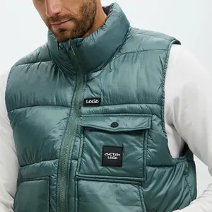 OEM عالية الجودة الشتاء الصلبة في الهواء الطلق جيب الصدر الملابس سميكة شعار مخصص الرجال الدافئة فقاعة سترة منتفخة