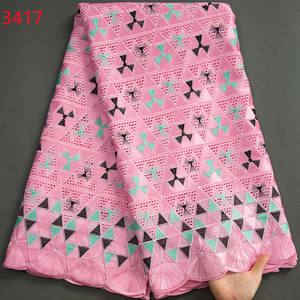 3417 alta qualità Swiss Voile pizzo 5 iarde africano tessuto di pizzo di cotone con foro stile Dubai per la cucitura di indumenti nigeriani - Product Image 3