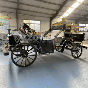 Black double-canopied sightseeing carriages with two <b>rows</b> of seats are suitable for tourist attractions - Product Image 5