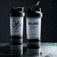 Bouteilles de shaker de sport en plastique personnalisées avec logo, 500 ml, 3-en-1, étanches, sans BPA, pour la musculation