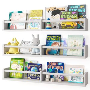 Estantes Flotantes Largos <span class=keywords><strong>de</strong></span> Madera Blanca para Niños Pequeños, Estantes Colgantes <span class=keywords><strong>de</strong></span> Pared para Libros, para la Habitación <span class=keywords><strong>de</strong></span> Bebés y Niños - Product Image 1