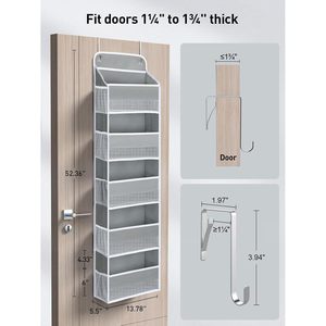 Organizador para colgar sobre la puerta, 15 bolsillos, almacenamiento colgante gris para artículos de bebé y del hogar, uso en el baño y el dormitorio - Product Image 2