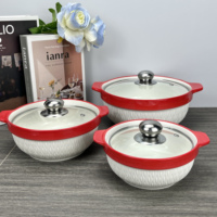 Vente en gros d'équipements de restauration colorés pour la maison et les restaurants, pot à soupe en céramique de forme ronde, pots à bouillon avec couvercle en verre