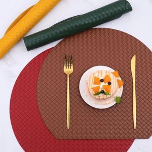 YY PU Leather Weave Placemats for Dining Elegant Table Round Place <b>Mats</b> Washable Anti Slip <b>Mat</b> for Home <b>Bar</b> Decor - Product Image 4