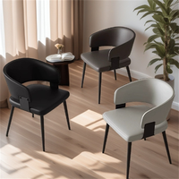 Chaise de salle à manger moderne en cuir PU avec pieds en métal-Mobilier de bureau et de salle à manger confortable, imperméable et écologique