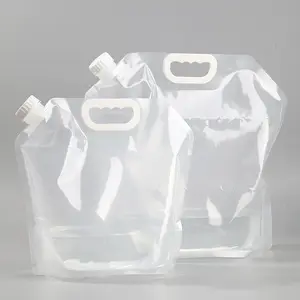 중국 공장 BPA 무료 플라스틱 PA 투명 휴대용 야외 가방 5L 10L 20L 블루 컬러 플라스틱 물 가방 스파우트 파우치