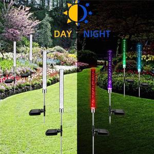Açık RGB akrilik tüp LED güneş çim lambaları renk değiştiren peri bahis bahçe dekoratif bahis için kabarcık tarzı manzara