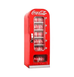 18L Retro Vending Machine Style 10 Can Mini Fridge, 12V DC/110V AC with tall window display for home, office,