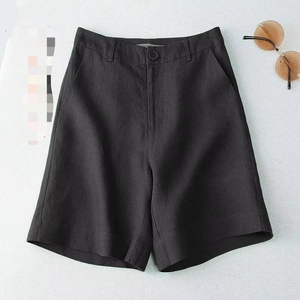 Vente en gros de shorts en coton de chanvre pour femmes nouvel été taille haute décontracté pantalon à jambes larges shorts décontractés pour femmes - Product Image 6