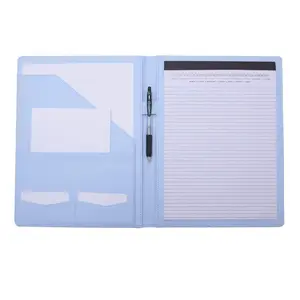 New Custom Logo Professional Business Executive Notepad Portfolio A4 Letter Size PU Leather File Folder With Pen Card Holder