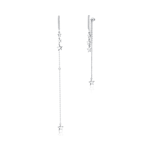 Boucles <span class=keywords><strong>d</strong></span>'oreilles asymétriques pour femmes, livraison gratuite, S925, étoile en argent sterling, Han Feng, tempérament, longue, bse3449 - Product Image 1