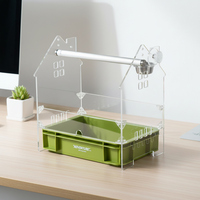Perchoir de bureau pour perruche en acrylique transparent durable, imperméable et écologique, avec base en caoutchouc antidérapante, double fixation cage/bureau, pour la maison