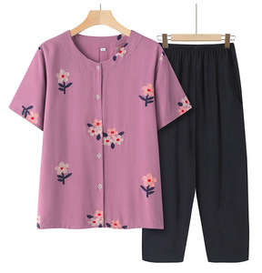 Cárdigan <span class=keywords><strong>de</strong></span> <span class=keywords><strong>verano</strong></span> <span class=keywords><strong>de</strong></span> manga corta para mamá, tops para mujer, traje suelto <span class=keywords><strong>de</strong></span> mediana edad y ancianos, camisa, ropa suave para <span class=keywords><strong>abuela</strong></span>, conjunto <span class=keywords><strong>de</strong></span> dos piezas - Product Image 4