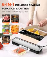 Mesin Vacuum Sealer 75KPa Makanan 6-in-1 Mode Kering/Lembab Timer Digital Desain Ringan Otomatis Pemotong Terintegrasi + 10 Kantong