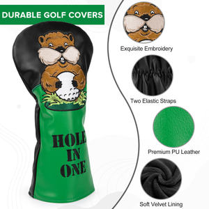 Housse de club de golf en cuir PU brodée sur mesure pour driver, ensemble de housses de tête de club de golf en cuir PU, vente chaude - Product Image 3