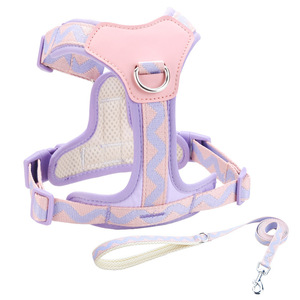 Custom Adjustable Nylon Dog <b>Harness</b> With Geometric Pattern Breathable Mesh For Small Dogs Lovely Style Reflective Decoration - Product Image 5