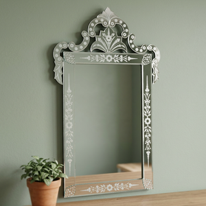 Miroir mural rectangulaire en verre argenté moderne fait main de haute qualité, gravé style vénitien, décoration intérieure 50.80x83.82cm Noël - Product Image 3
