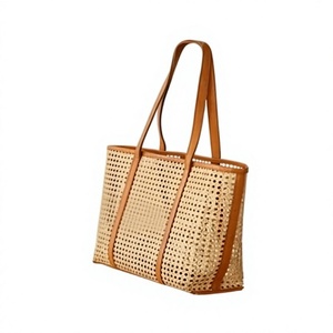 HOT SELLING Vintage Durable Large Capacity Foldable Lightweight Rattan Handbag Woven Summer <b>Beach</b> <b>Bag</b> <b>Women</b> Travel Shopping - Product Image 1