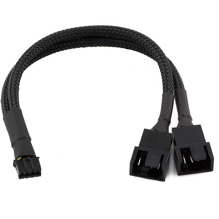 Lot De 2 Câbles Extension Ventilateur PWM 4 Broches – Nylon Tressé Noir, 27 Cm, Pour PC