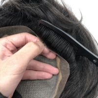 AU Durable Naturel Délié Mâle Perruques Système De Remplacement De Cheveux Humains Base De Soie Top Respirant Prothèse Capillaire Pour Hommes