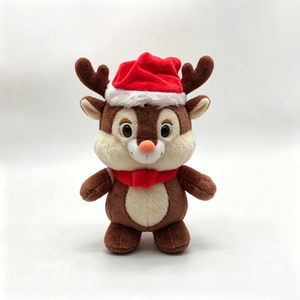 Reno Rudolph de peluche personalizado, adorable reno marrón con gorro de Papá Noel, reno festivo, juguete de peluche de reno navideño - Product Image 2
