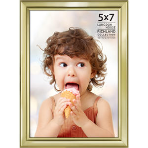 Marco de plástico dorado irrompible personalizado 5X7, madera y material PS con acento plateado para decoración de escritorio - Product Image 6
