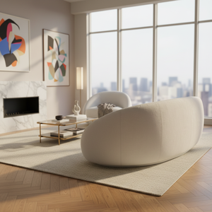 Canapé d'angle incurvé convertible moderne en velours - Trois places, design sans accoudoirs, pieds en bois écologiques pour villa - Product Image 3