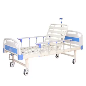 A01-III-01 ekonomik paslanmaz çelik tıbbi manuel hastane yatağı tek fonksiyonlu ayarlanabilir tasarım ABS kafa kurulu ile 1 krank