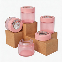 UKETA OEM 1oz 2oz 3oz 4oz Pot en verre à gommes résistant aux enfants avec couvercle en plastique CR et loupe pour le stockage de fleurs séchées