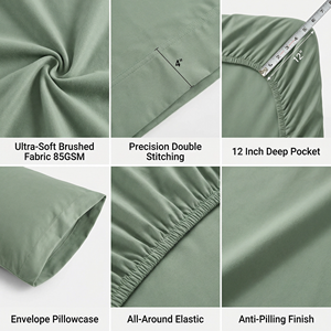 Ensemble de draps en microfibre brossée 80 g/m², design personnalisé HONI, résistant aux plis, certifié OEKO-TEX, Global Source - Product Image 5